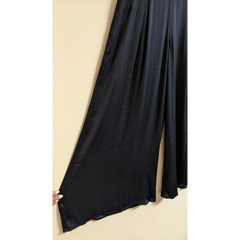 Women's SOFT SURROUNDINGS "Perfect Palazzo" Blue Satin Wide Leg Pants Petite S - Picture 5 of 11